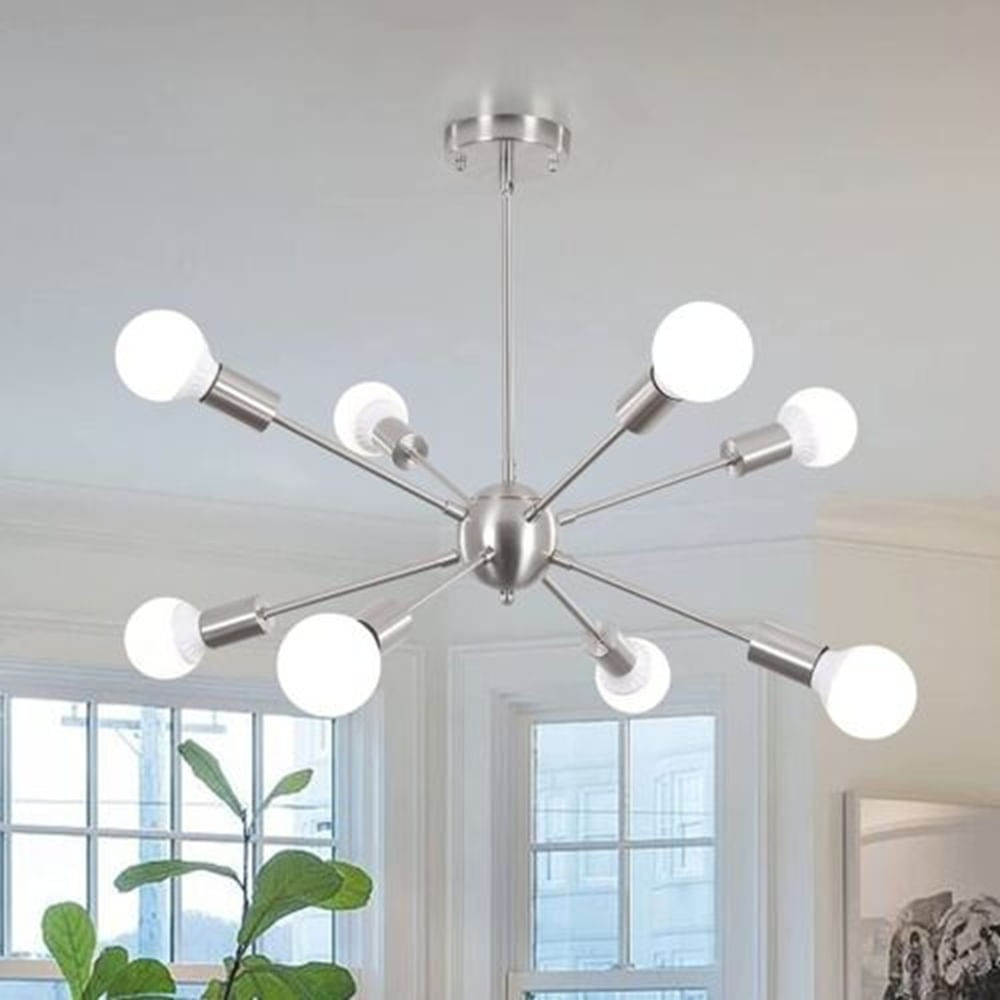 Lampara Colgante Átomo Plateado Sin Focos