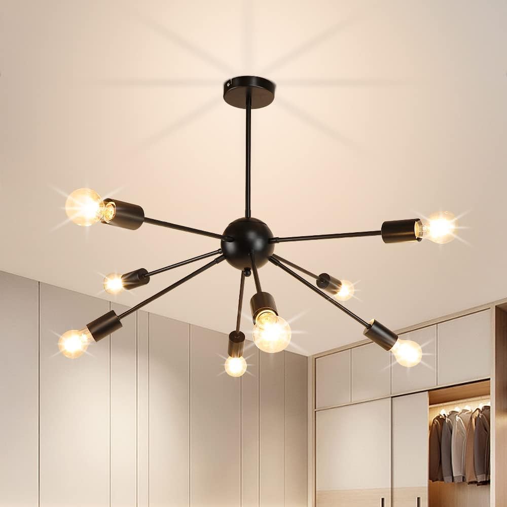 Lampara Colgante Átomo Negro Sin Focos