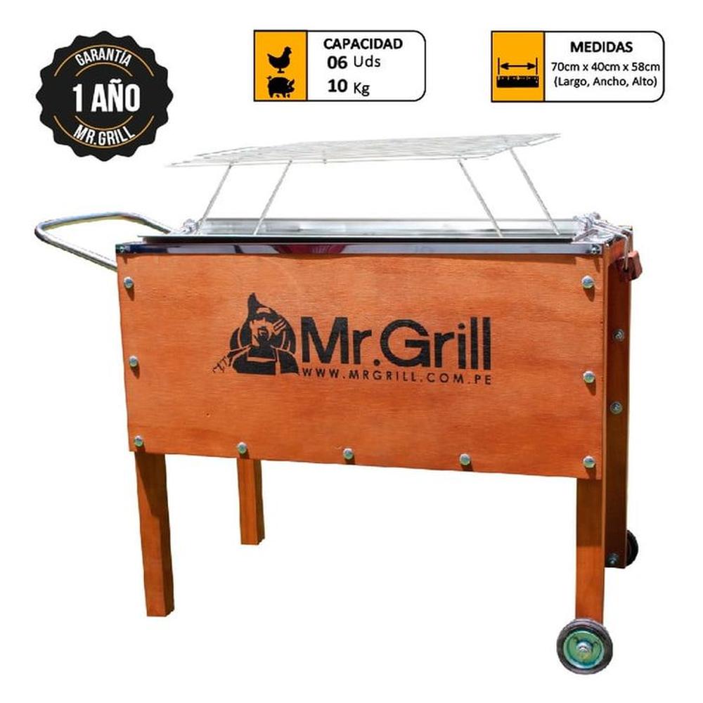 Caja China Mediana Premium Nogal Mixta  con Parrillas de Varillas