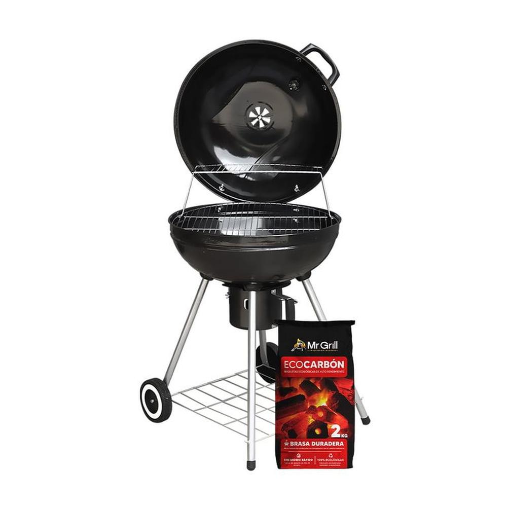 Parrilla Round Grill 500 con Termómetro + Eco carbón Ecológico 2 kg