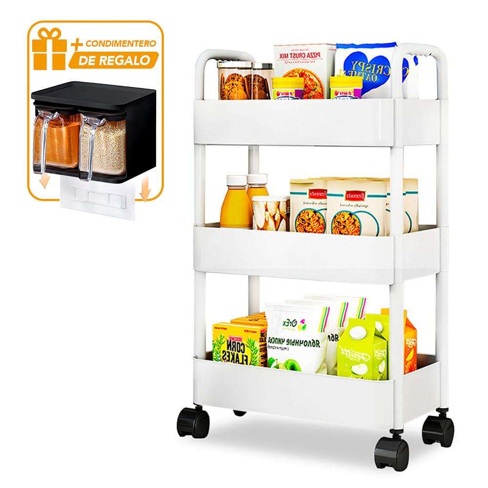 Carrito Organizador 3 Niveles JK3 Y Condimentero Colgante NG F48