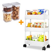 Carrito Organizador 3 Niveles JK3 Y Set de Frascos Herméticos H10