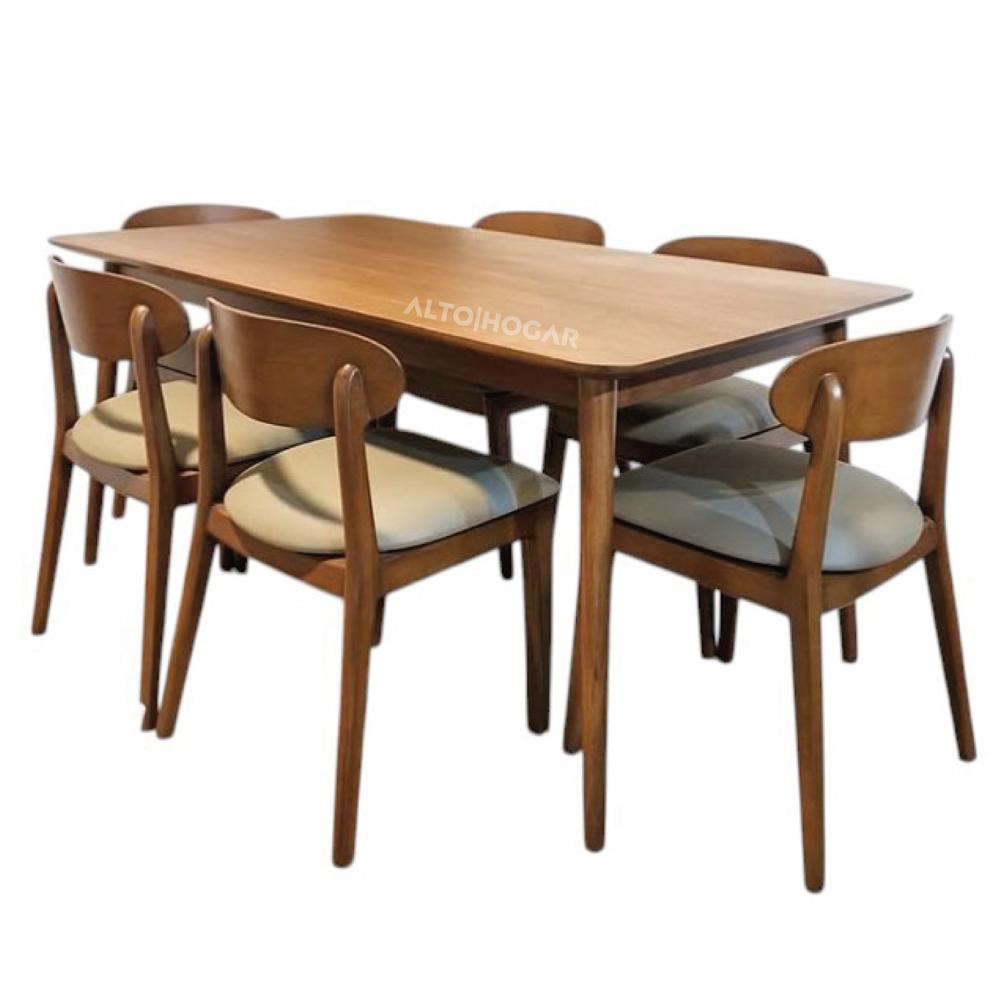 Juego De Comedor Tamira 6 Sillas Beige Madera Tornillo - Pranna