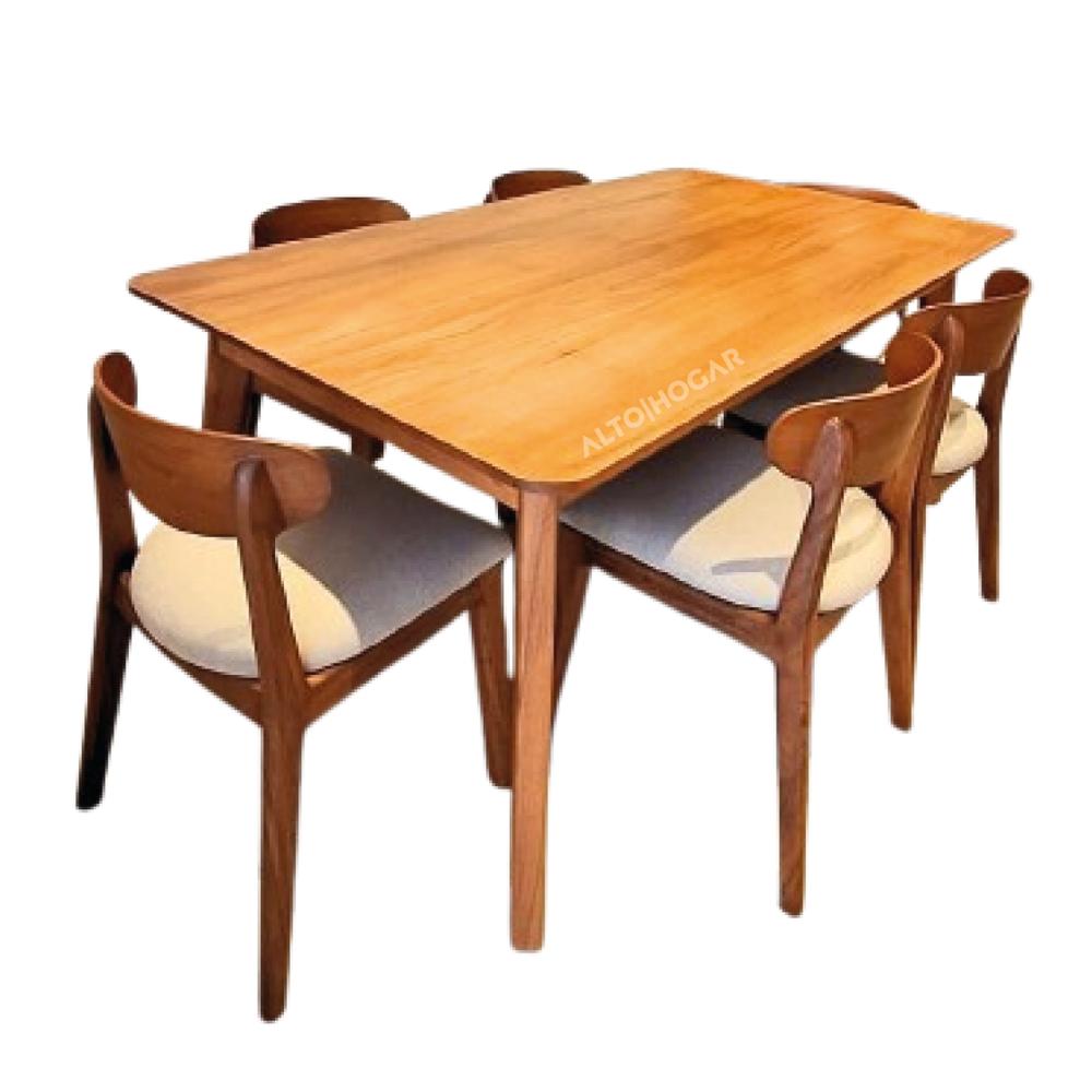 Juego De Comedor Carsi 6 Sillas Beige Madera Tornillo