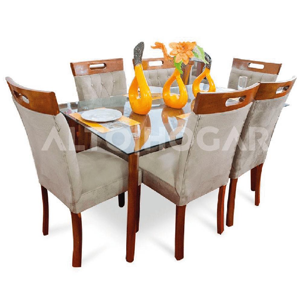 Juego de Comedor 6 Sillas Mely Beige