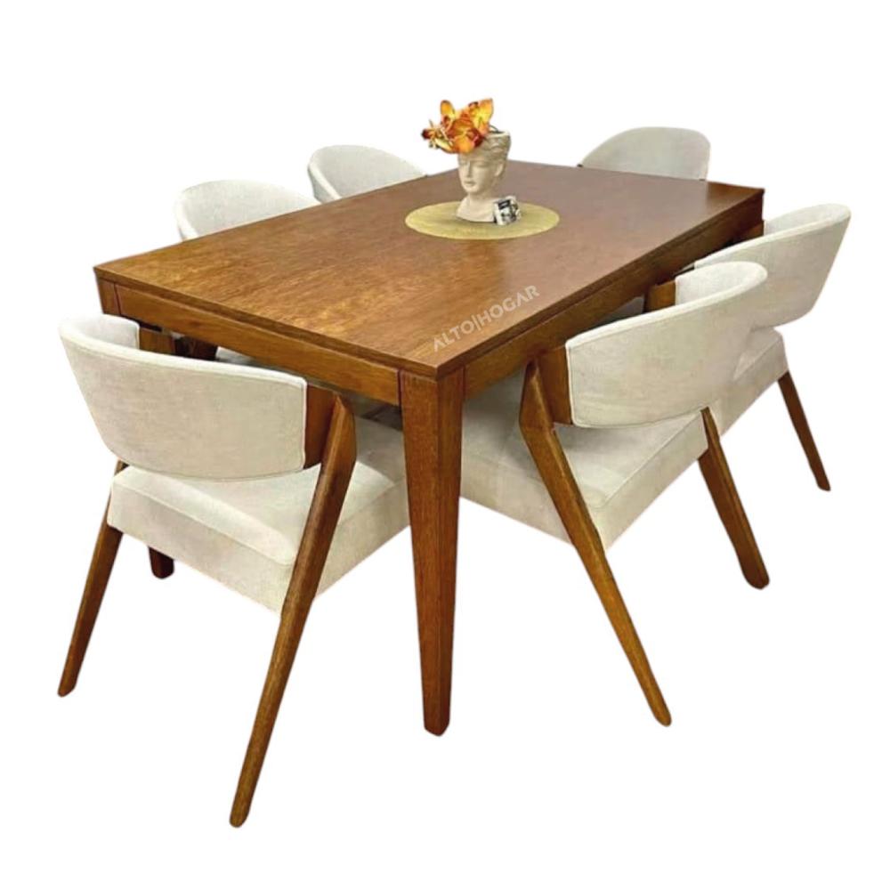 Juego De Comedor Balu 6 Sillas Beige Madera Tornillo
