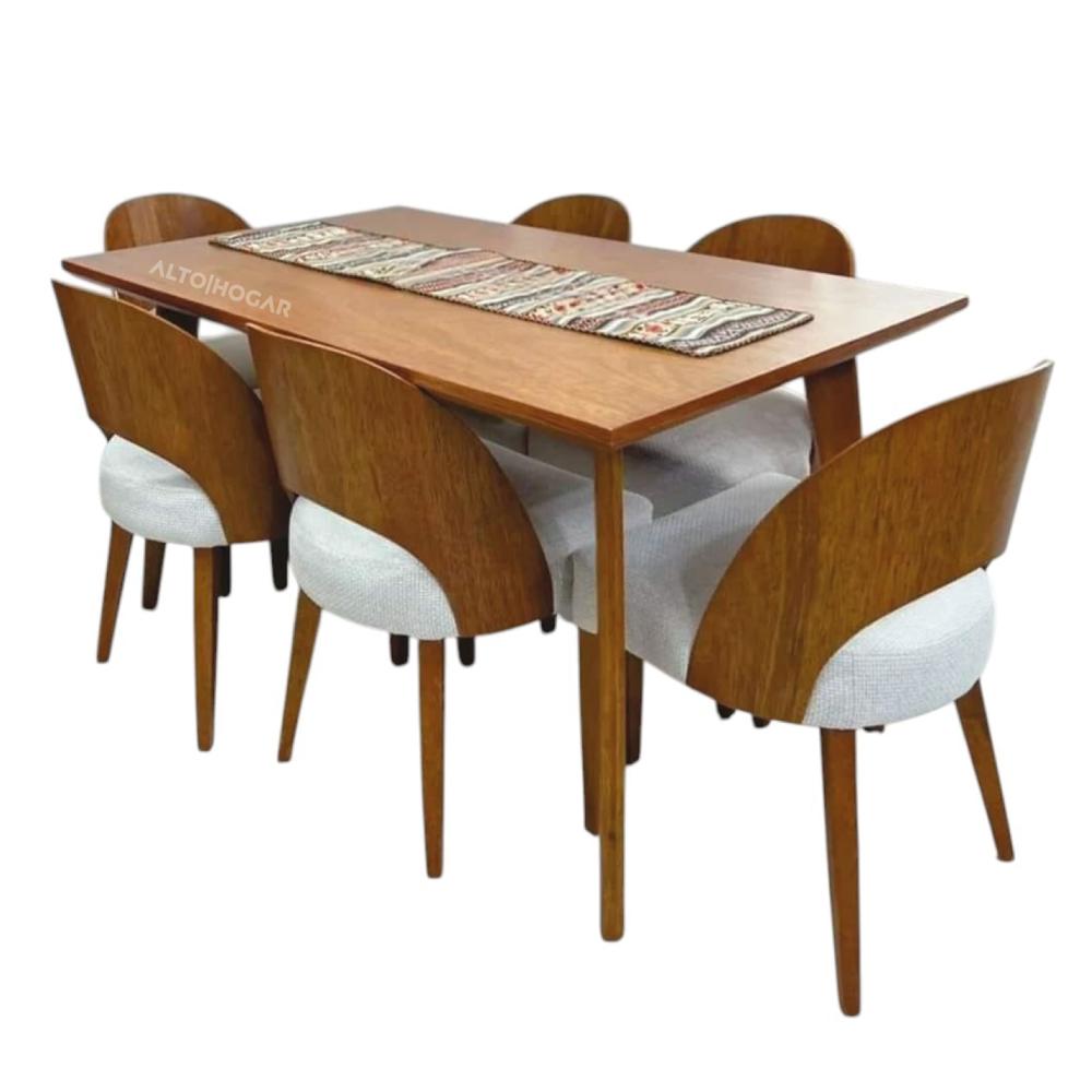 Juego De Comedor Lana 6 Sillas Crema Madera Tornillo