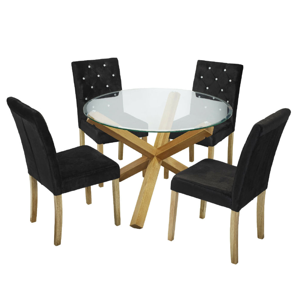 Juego de Comedor 4 Sillas Xoana Negro Madera Tornillo