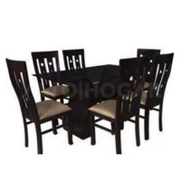 Juego de Comedor 6 Sillas Lissa Marrón Claro Madera Tornillo