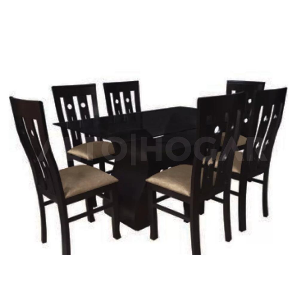 Juego de Comedor 6 Sillas Lissa Marrón Claro Madera Tornillo