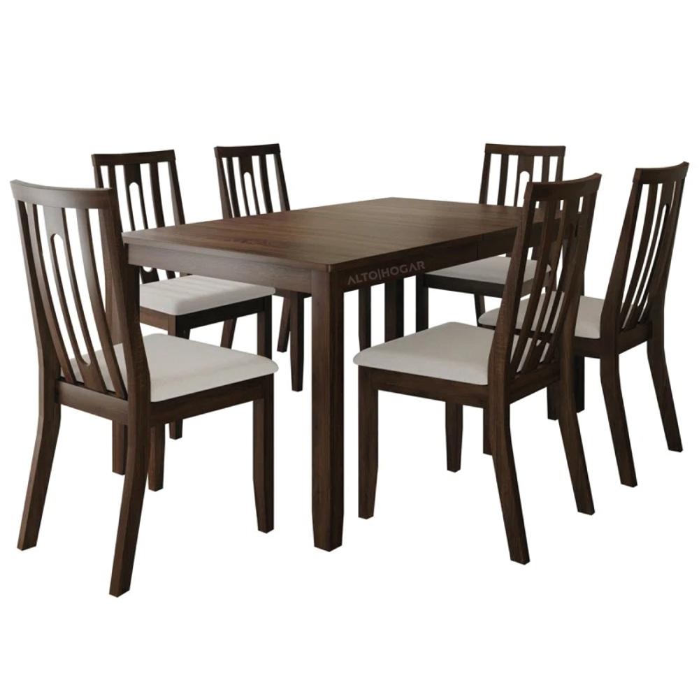 Juego De Comedor Daneska 6 Sillas Crema Madera Tornillo