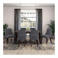 Juego de Comedor 6 Sillas Loreanna Gris Oscuro Madera Tornillo