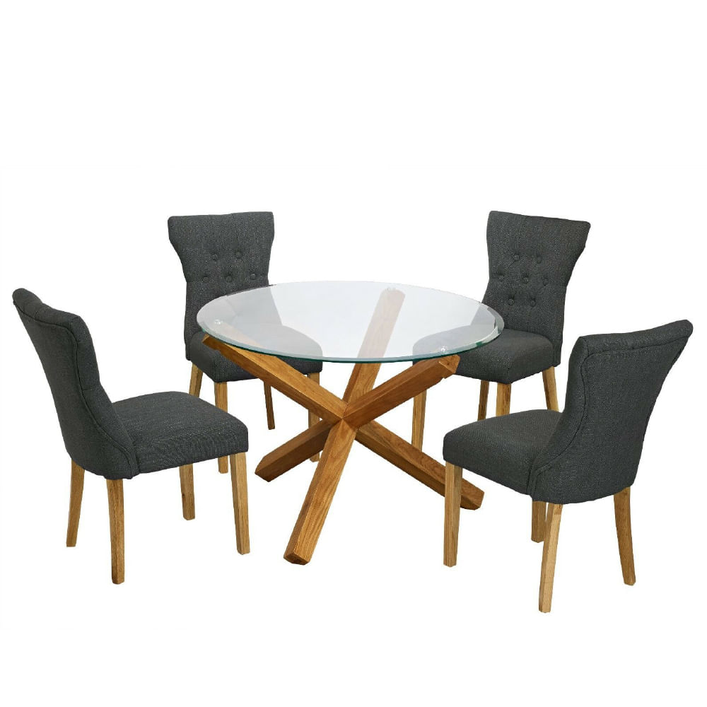 Juego de Comedor 4 Sillas Naomy Negro Madera Tornillo