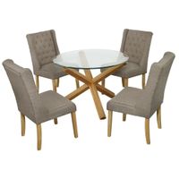 Juego de Comedor 4 Sillas Emerald Gris Madera Tornillo