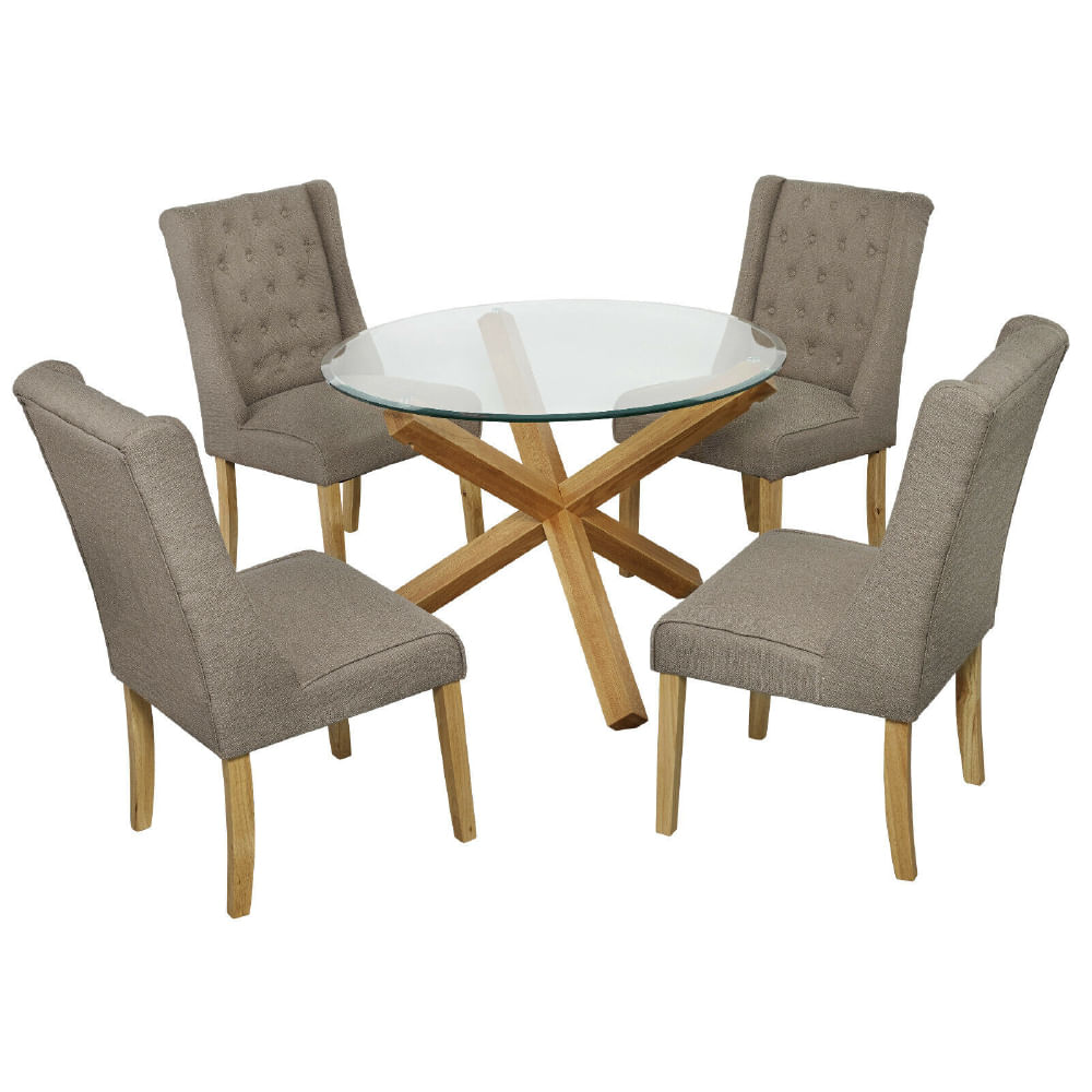 Juego de Comedor 4 Sillas Emerald Gris Madera Tornillo