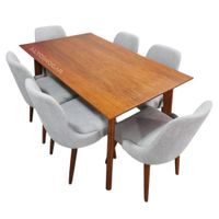 Juego De Comedor Massiel 6 Sillas Gris Claro Madera Tornillo
