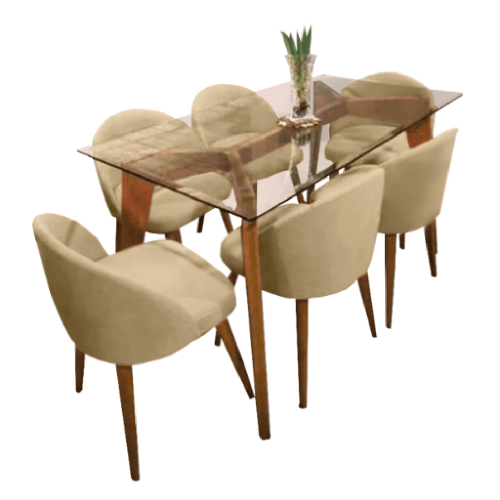 Juego de Comedor 6 Sillas Maya Beige Madera Tornillo
