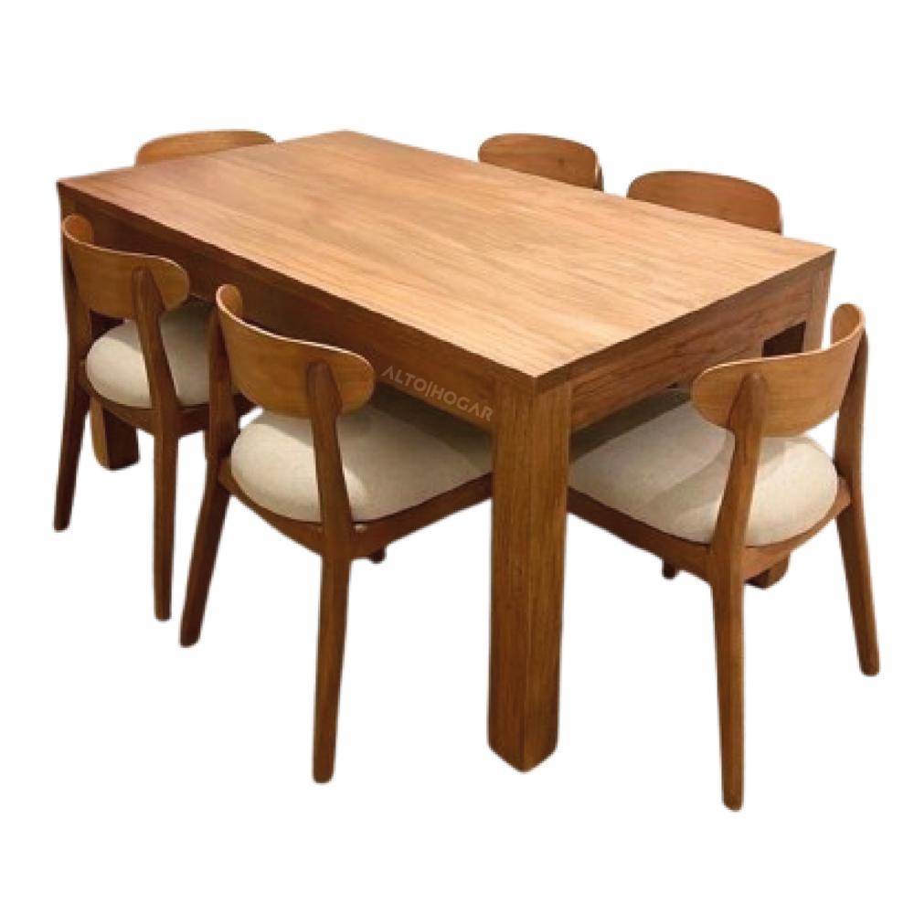 Juego De Comedor Tamiza 6 Sillas Beige Madera Tornillo