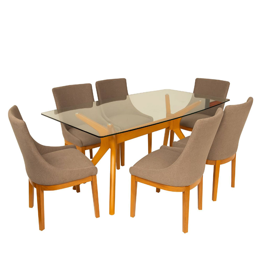 Juego de Comedor 6 Sillas Varsovia Gris Madera Tornillo