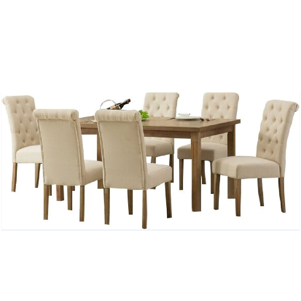 Juego De Comedor Veronikka 6 Sillas Beige Madera Tornillo