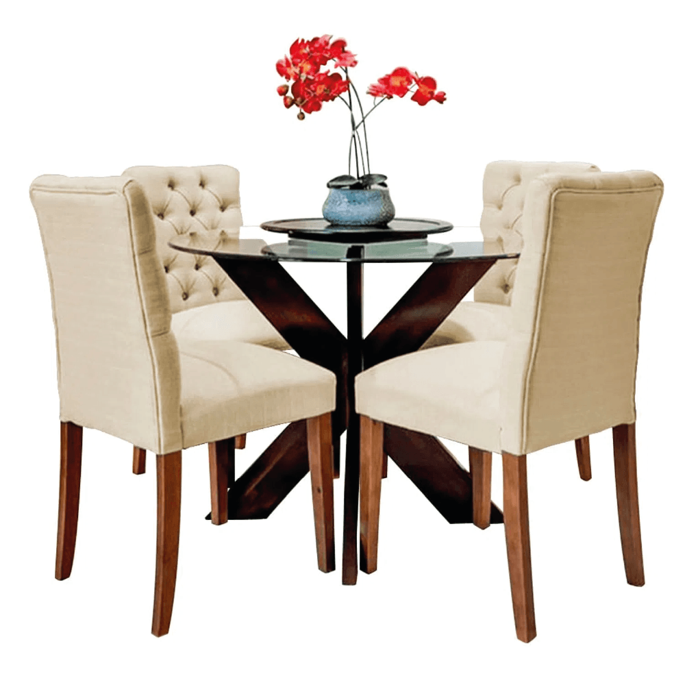 Juego de Comedor 4 Sillas Zoe Beige Madera Tornillo