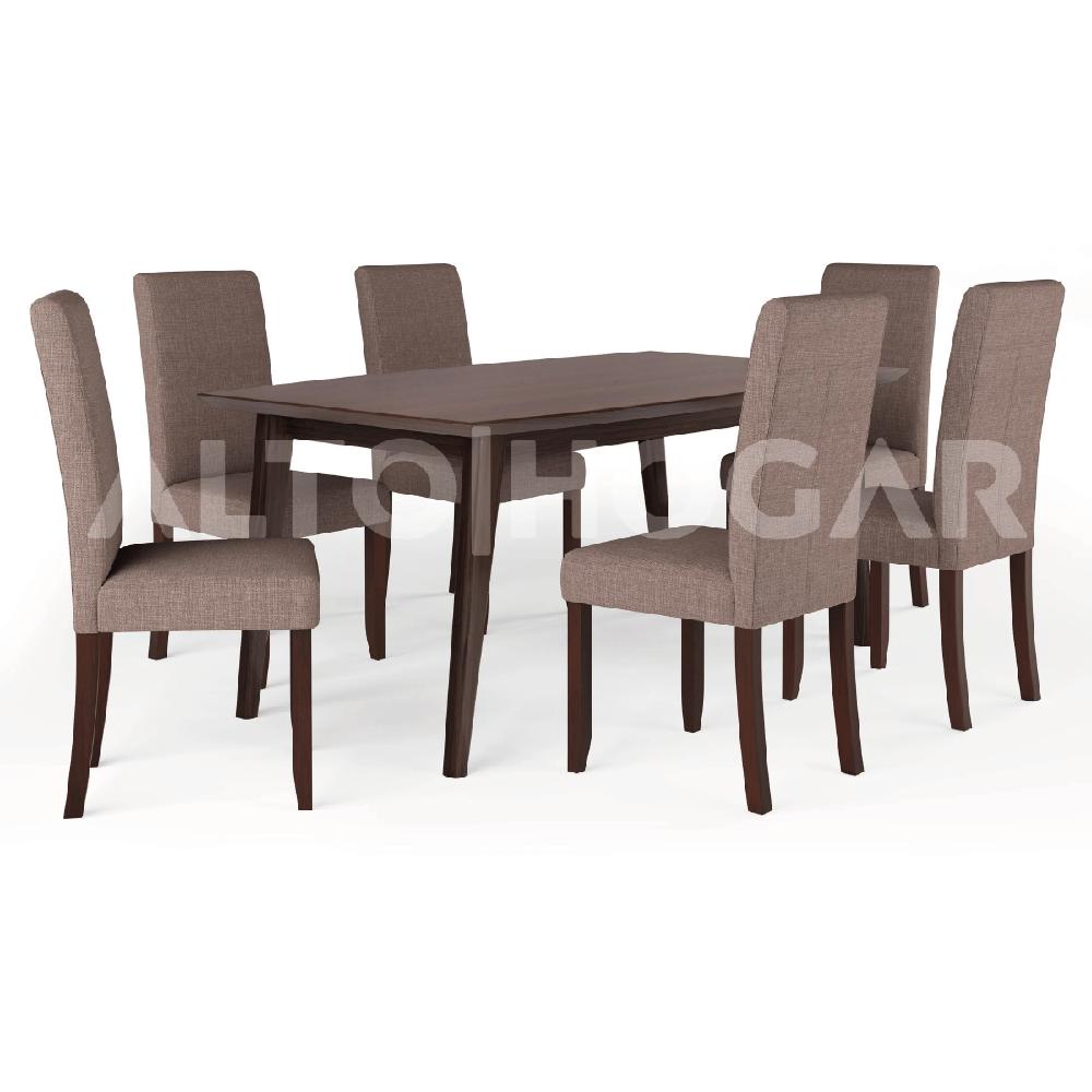 Juego de Comedor 6 Sillas Arantzza Marrón Madera Tornillo