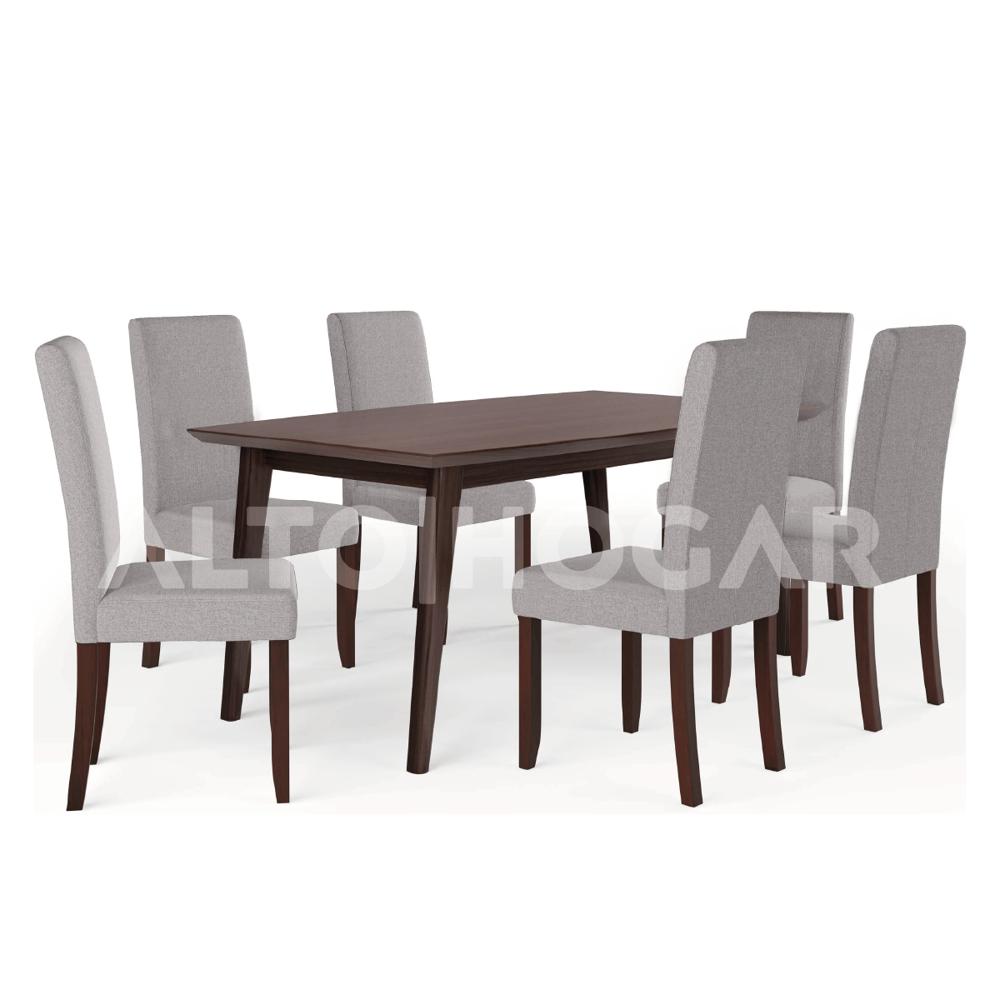 Juego de Comedor 6 Sillas Aria Gris Claro Madera Tornillo