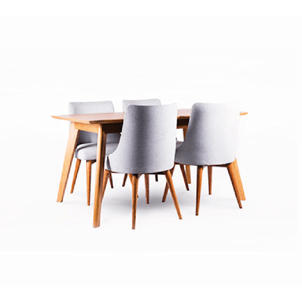 Juego de Comedor 4 Sillas Luana Gris Madera Tornillo