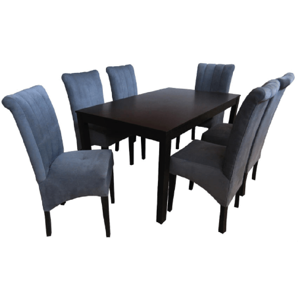 Juego de Comedor 6 Sillas Silvana Gris Oscuro Madera Tornillo
