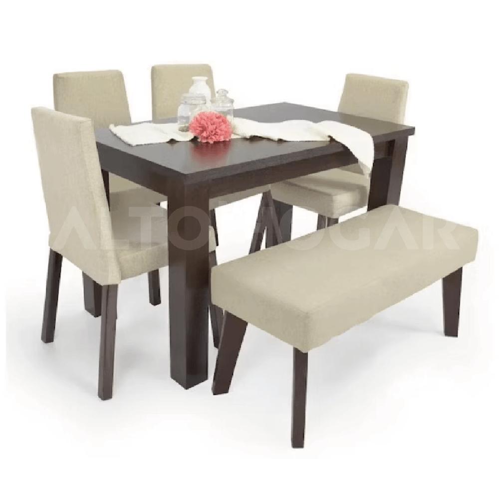 Juego de Comedor 6 Asientos Tracy Beige - Nogal Madera Tornillo