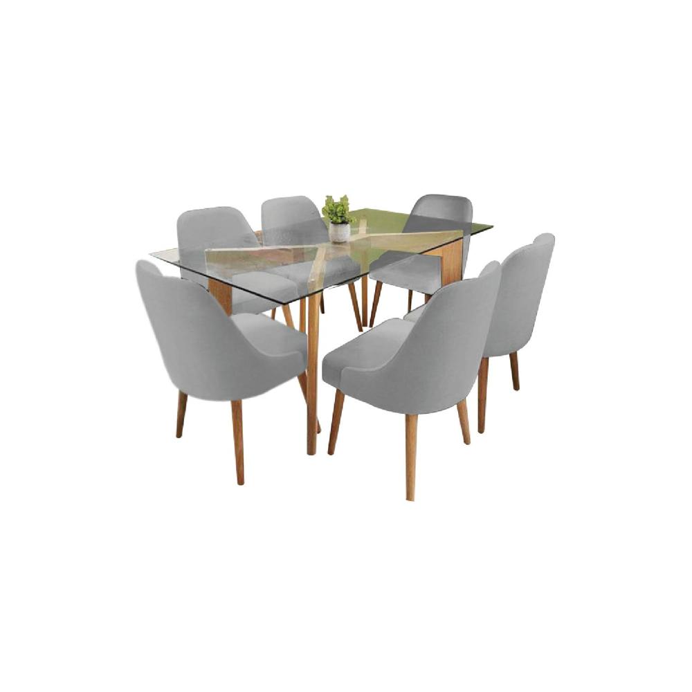 Juego de Comedor 6 Sillas Jacy Gris Madera Tornillo