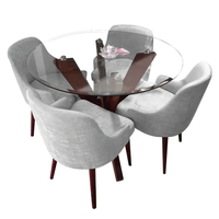 Juego de Comedor 4 Sillas Yenlu Gris Claro Madera Tornillo