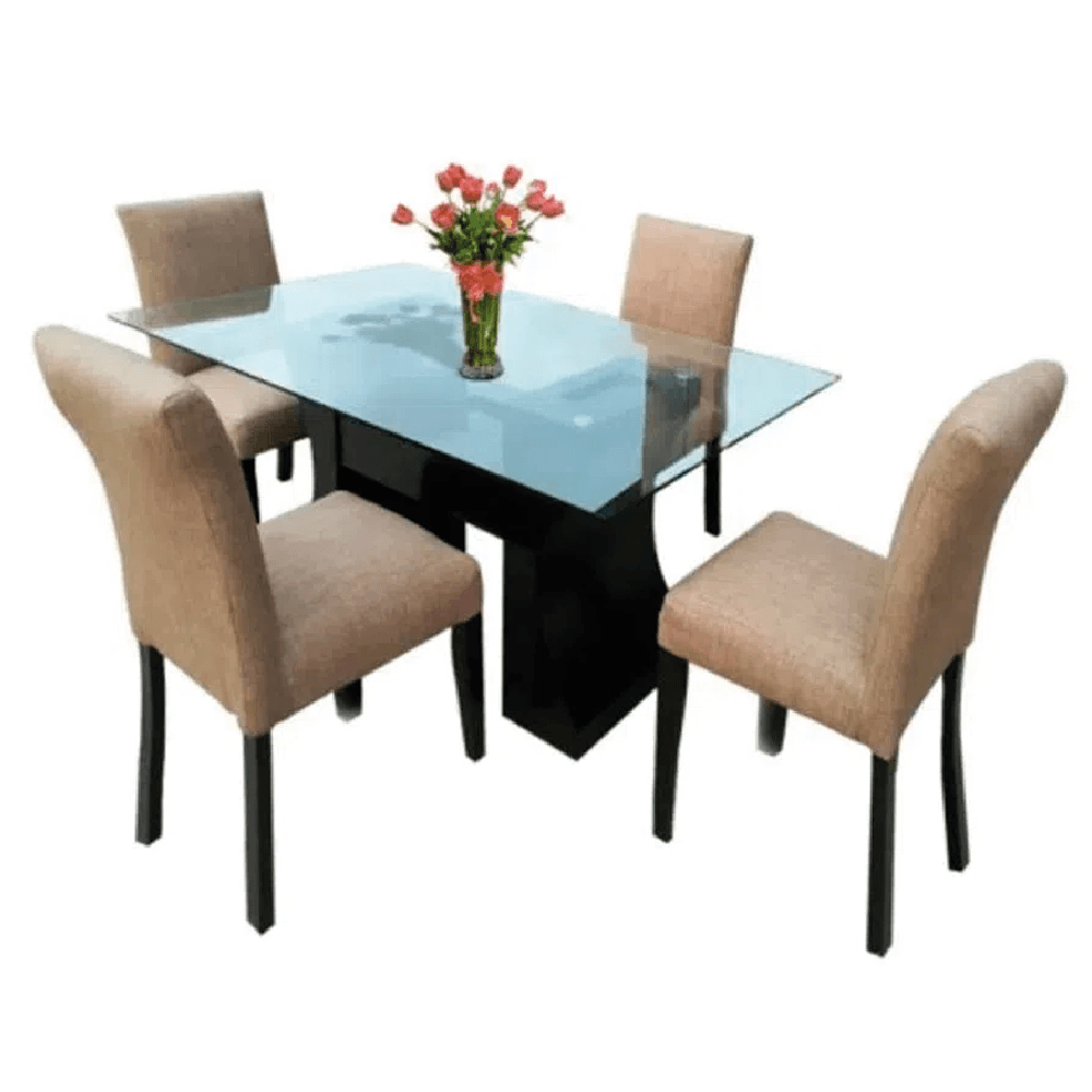 Juego de Comedor 4 Sillas Germain Beige Madera Tornillo