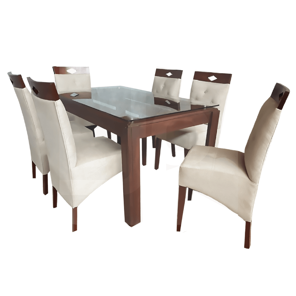 Juego de Comedor 6 Sillas Condesa Beige Madera Tornillo