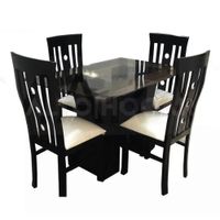 Juego de Comedor 4 Sillas Levana Beige Madera Tornillo