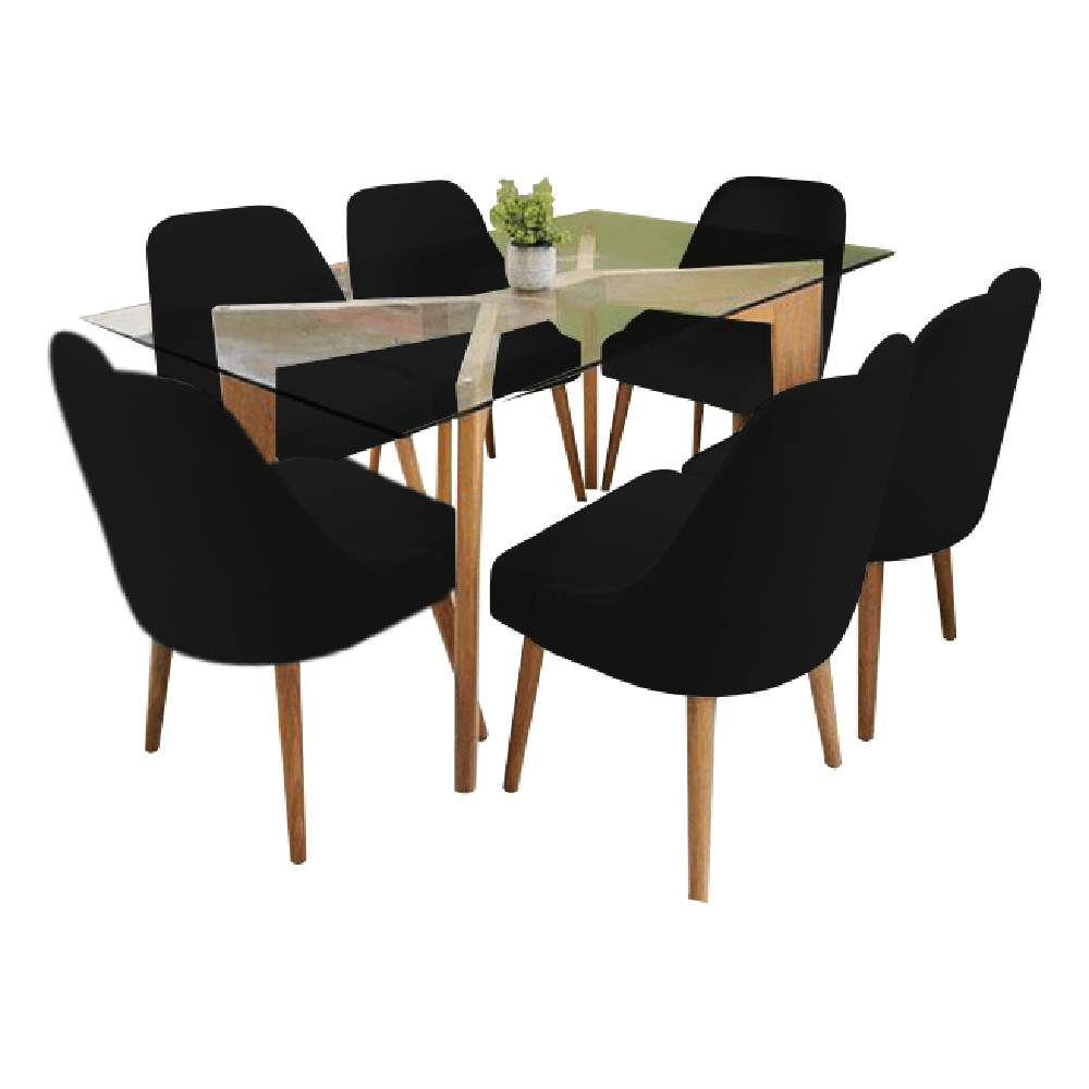 Juego de Comedor 6 Sillas Jacy Negro Madera Tornillo