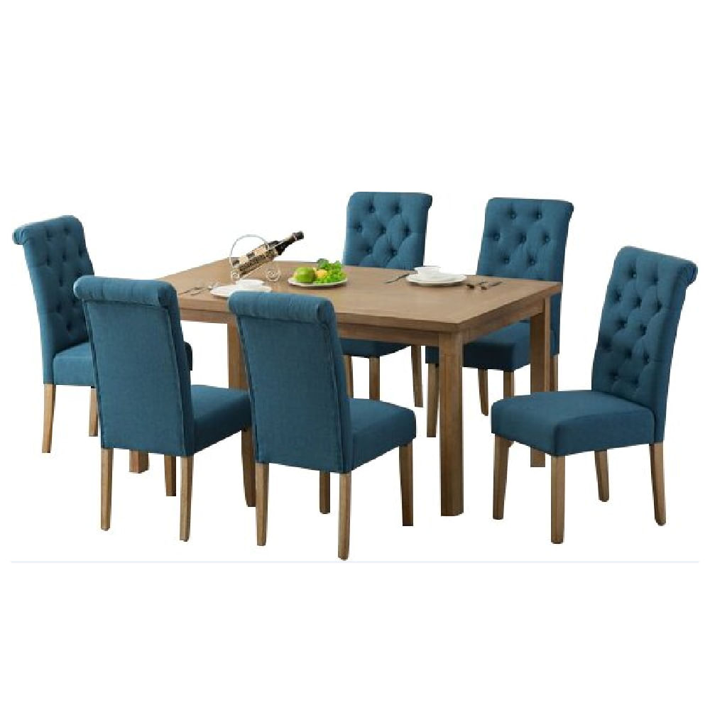 Juego de Comedor 6 Sillas Veronikka Azul Madera Tornillo