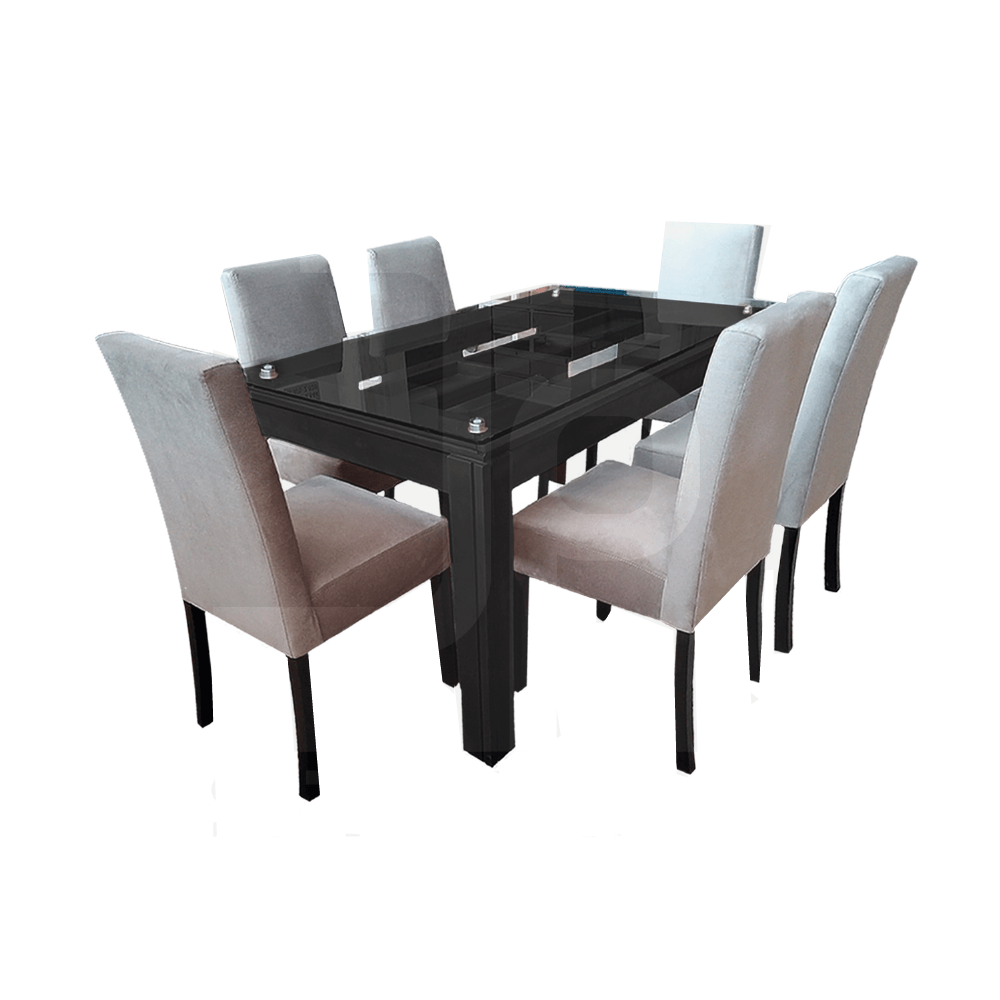 Juego de Comedor 6 Sillas Loaiza Beige Madera Tornillo