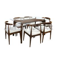 Juego de Comedor 6 Sillas Naehla Crema Madera Tornillo