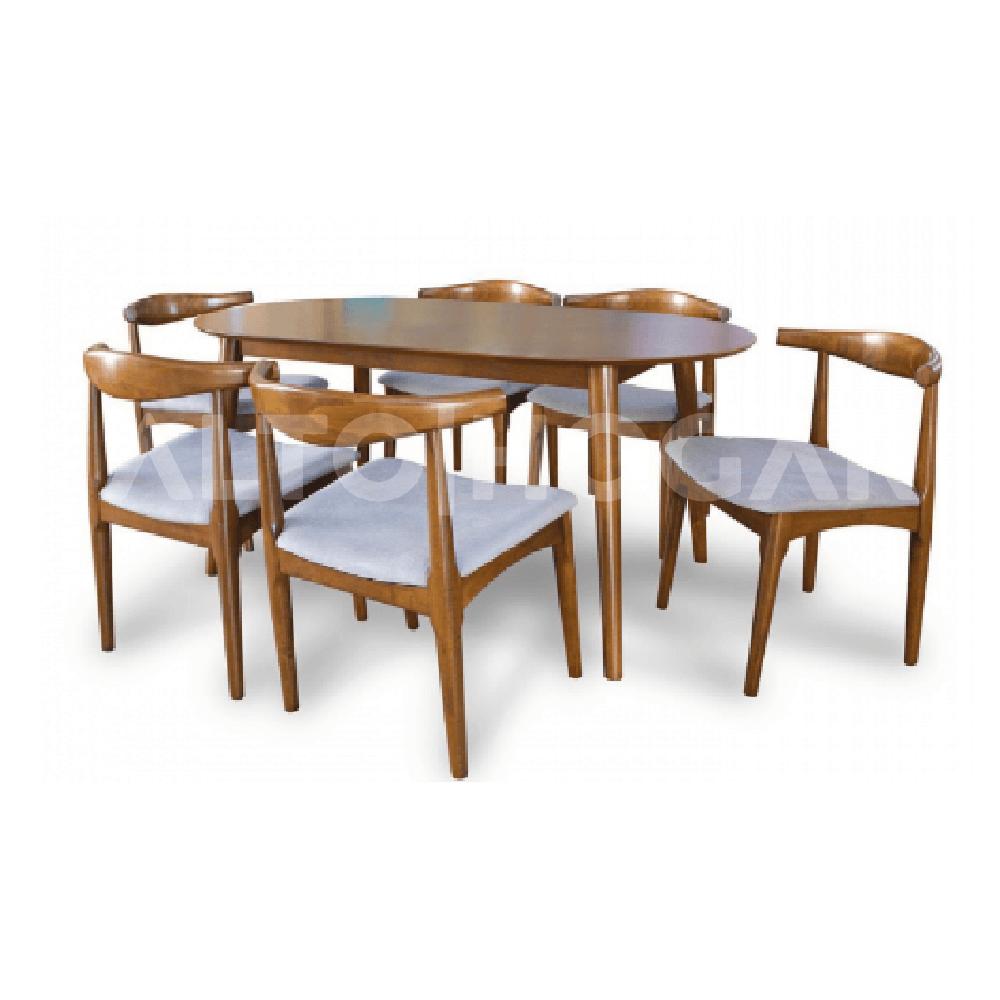 Juego de Comedor 6 Sillas Ellegance Gris Claro Madera Tornillo