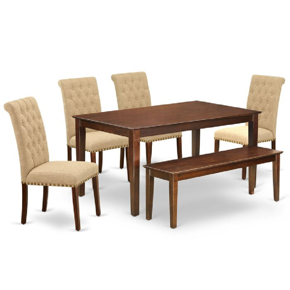 Juego de Comedor 6 Sillas Classy Beige Madera Tornillo