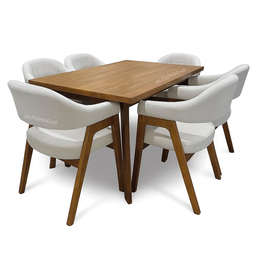 Juego de Comedor 6 Sillas Dinastia Crema Madera Tornillo