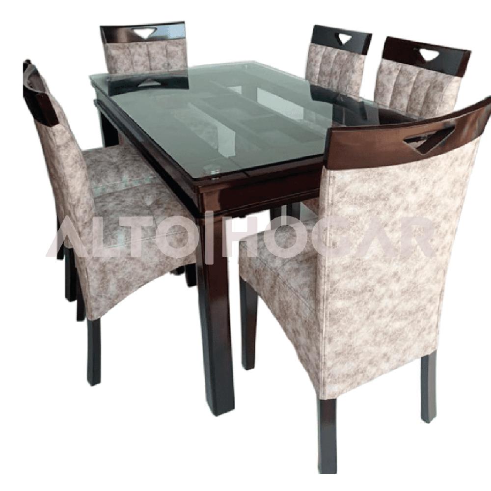 Juego de Comedor 6 Sillas Charlott Beige Madera Tornillo