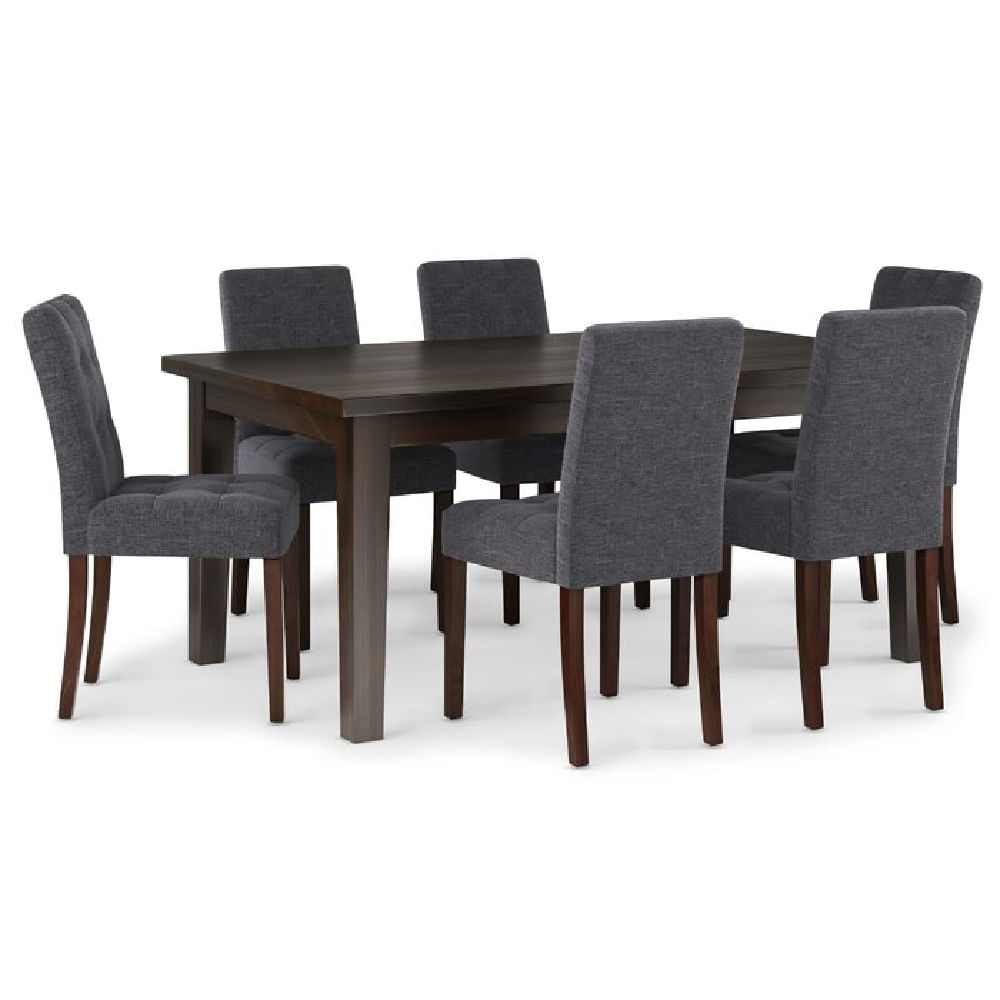 Juego de Comedor 6 Sillas Tessy Gris Oscuro Madera Tornillo