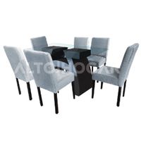 Juego de Comedor 6 Sillas Karmela Gris Madera Tornillo