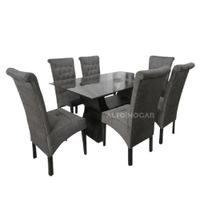 Juego de Comedor 6 Sillas Piera Gris Oscuro Madera Tornillo