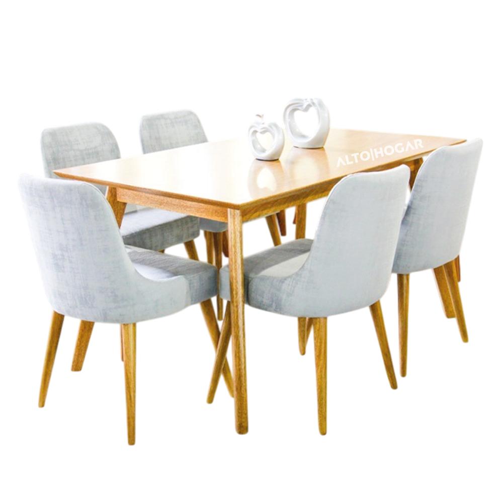 Juego De Comedor Letizia 6 Sillas Gris Claro Madera Tornillo