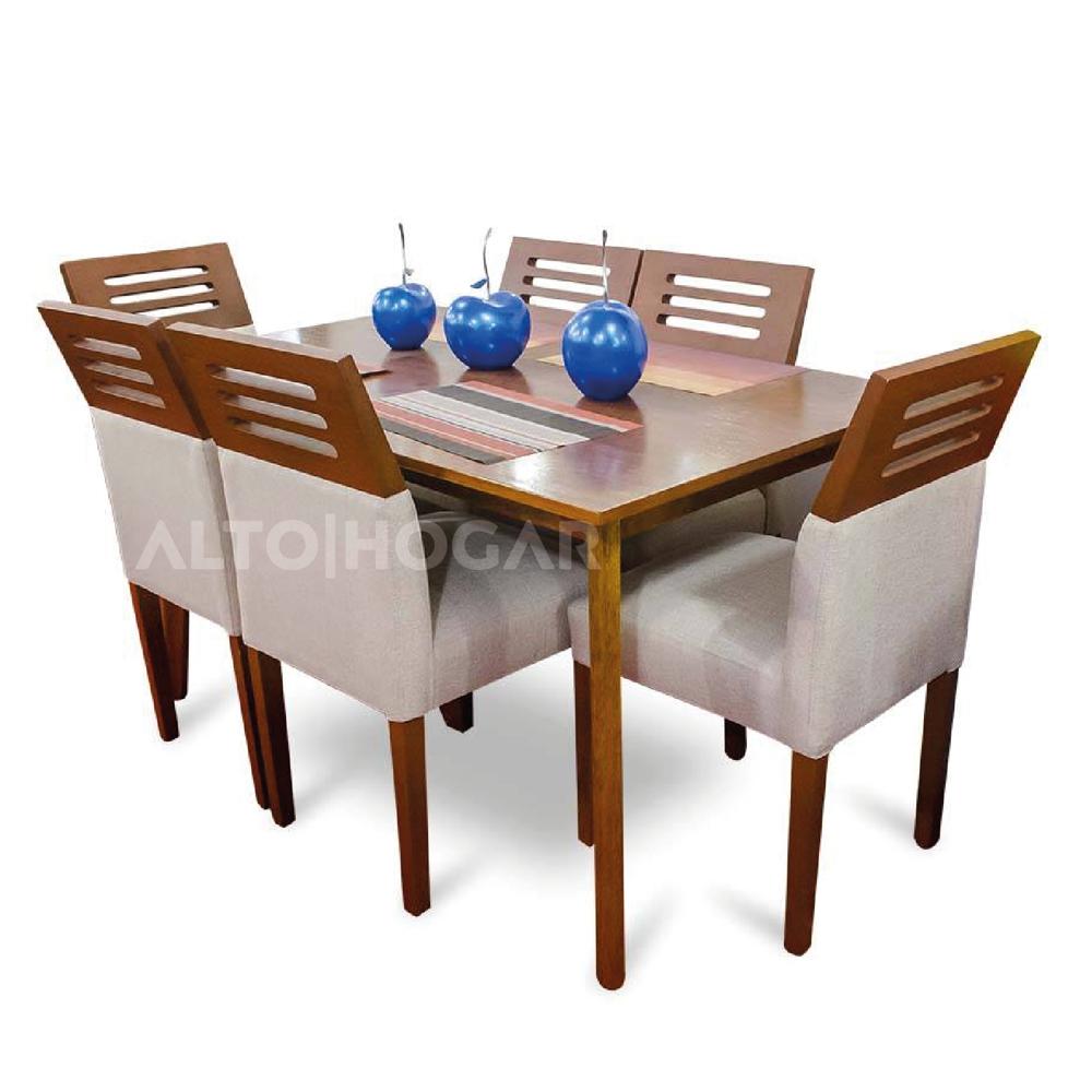 Juego de Comedor 6 Sillas Louisiana Beige Madera Tornillo