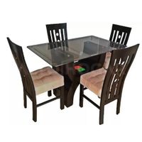 Juego de Comedor 4 Sillas Kath Beige Madera Tornillo
