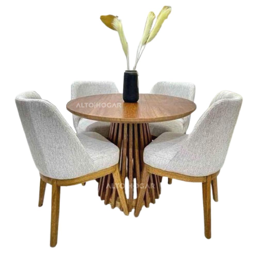 Juego de Comedor 4 Sillas Asia Gris Claro Madera Tornillo